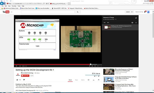 Microchip Technology demo web page and board Imagen de la página web y la placa de demostración de Microchip Technology