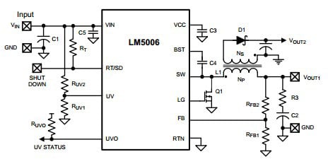 Linear Technology LM5006 dual-output synchronous buck converter Diagram of Linear Technology LM5006 dual-output synchronous buck converter