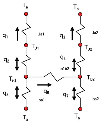 Resistor network of the PCB with two components Image of resistor network of the PCB with two components