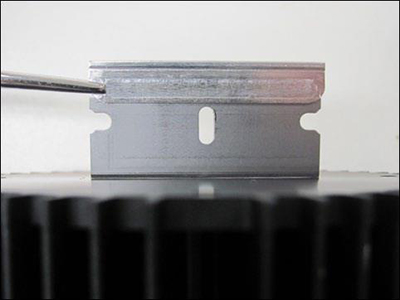 Checking heatsink flatness Image of checking heatsink flatness