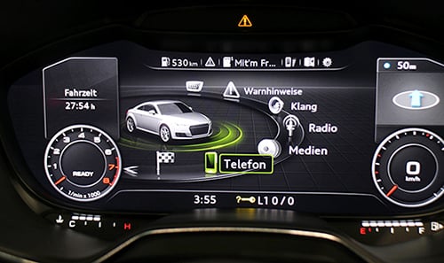 Customizable instrument clusters that use 2D and 3D graphics Image of customizable instrument clusters that use 2D and 3D graphics
