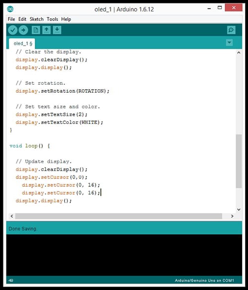 Arduino development environment screen capture of Arduino development environment