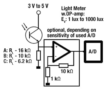 Phototransistor ALS output for conversion Diagram of phototransistor ALS output for conversion