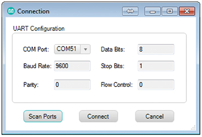 Connection window possible for subsequent GUI launches Image of connection window possible for subsequent GUI launches