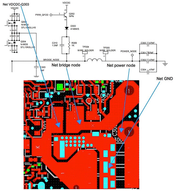 STMicroelectronics pc board physical layout to identify critical issues Image of STMicroelectronics pc board physical layout to identify critical issues