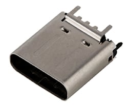 Vertical mount USB-C connector from Amphenol FCI Image of vertical mount USB-C connector from Amphenol FCI
