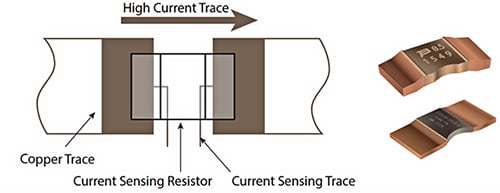 Kelvin connection to a two-terminal current sensing resistor Diagram of Kelvin connection to a two-terminal current sensing resistor