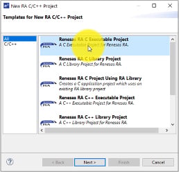 FSP project is created by leveraging the Renesas RA C Executable Project template Image of FSP project is created by leveraging the Renesas RA C Executable Project template