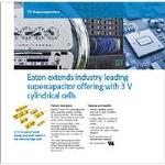 Eaton's TV-Series, 3 V Supercapacitors with +20% Energy Storage Image of Eaton's TV 3 V Supercapacitors +20% Energy Storage