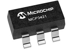 MCP3421 Analog-to-Digital Converter (ADC) Image of Microchip's MCP3421 Analog-to-Digital Converter (ADC)