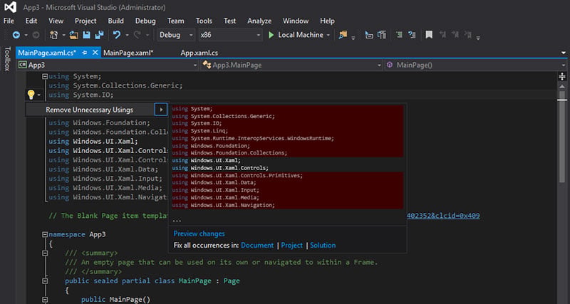 Figure 11: Remove Unnecessary Listings Figure 1: Start a new Project in Visual Studio
