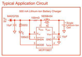 image of Typical Application Circuits for the MCP73827