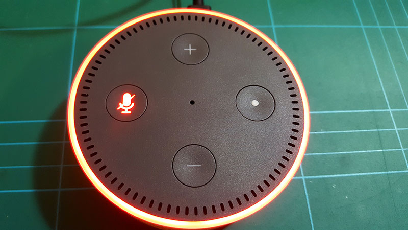 The top of the Echo Dot The top of the Echo Dot