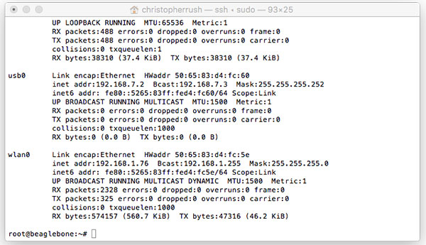 BBBW Connected to the WiFi BBBW Connected to the WiFi