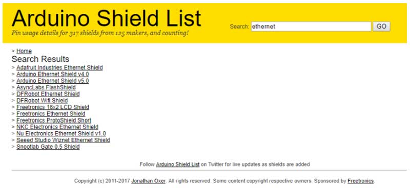 Arduino Shield List Image of Arduino Shield List