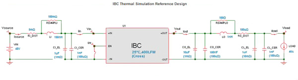 Image of DC/DC converter B050E120T40N1-00 and output filter and load