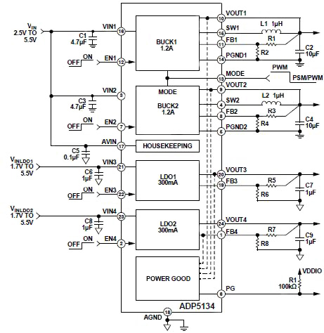 Diagram of ADP5134 from Analog Devices
