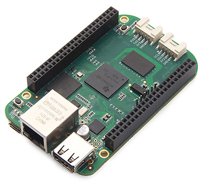 The BeagleBone Green board uses a 1 GHz Sitara processor using an ARM Cortex-A8 core.