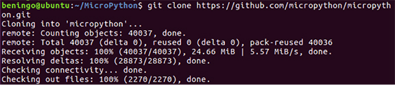 Image of cloning the MicroPython repository to the local file system