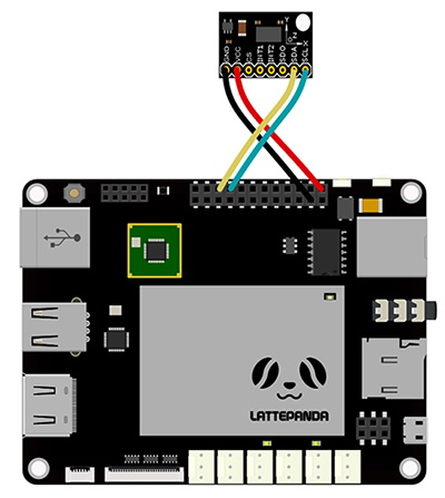 Image of wiring up Adafruit ADXL345 3-axis MEMS sensor to LattePanda