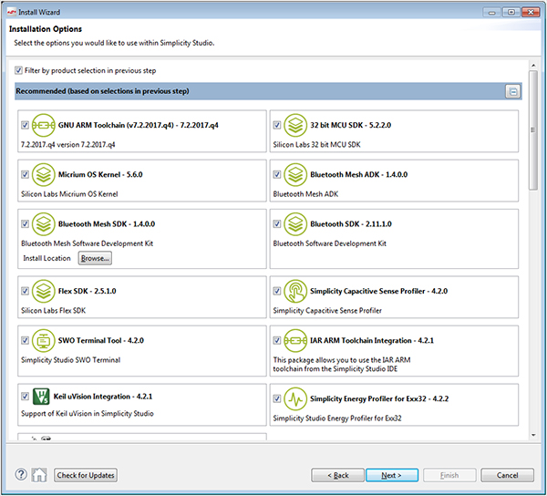 Image of final software manifest for Simplicity Studio