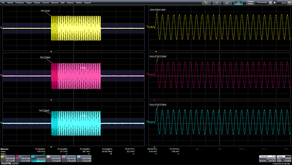 Graph of comparing the input and the outputs of a resistive divider (click to enlarge)