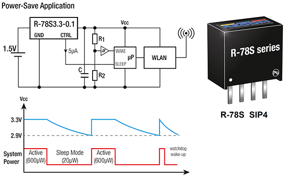 Diagram of RECOM R-78S3.3-0.1 use of shutdown mode