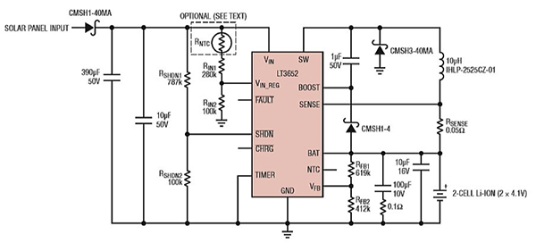 Diagram of Analog Devices LT3652 battery charger IC