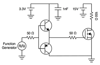 Diagram of Texas Instruments BJT totem-pole MOSFET driver