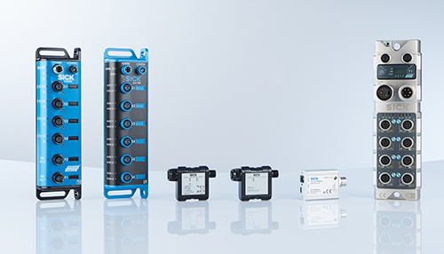 Image of IO-Link hubs (left), single-device IO-Link master modules (middle), and IO-Link masters