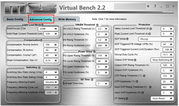 Image of MPS’s Virtual Bench GUI