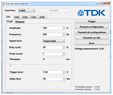 Image of TDK PowerHap evaluation kit software