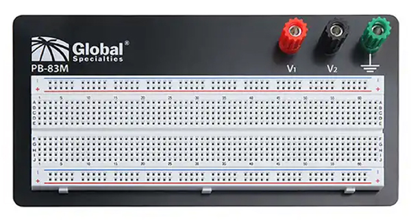 Image of Global Specialties PB-83M breadboard with banana jacks