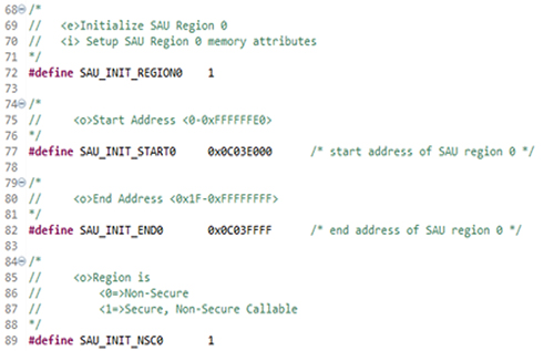 Code of SAU region 0 configured for secure execution