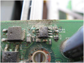 Image of effects of moisture and humidity on electronic components