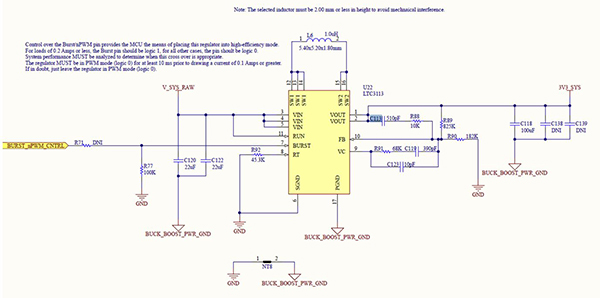 Diagrama del caso de estudio del circuito regulador de conmutación reductor-elevador LTC3113 (haga clic para ampliar)