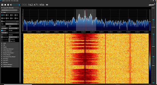 Imagen de la transmisión del tiempo del Servicio Meteorológico Nacional en 162.471 MHz (click para ampliar)
