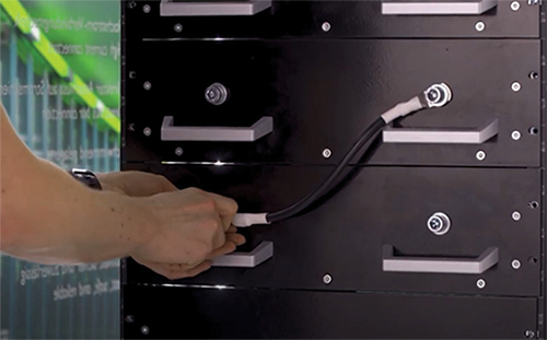 Image of wiring a modular BESS with cable lug assemblies