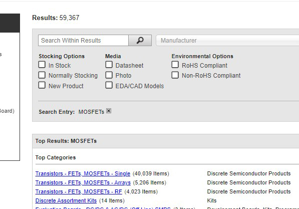Image of search results for “MOSFETs”