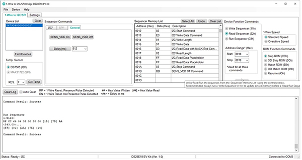 Image of Maxim Integrated DS28E18EVKIT# evaluation software (click to enlarge)
