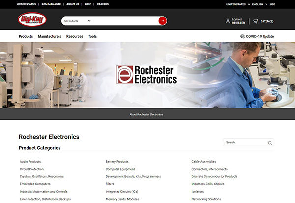 Image of Rochester Electronics supplier marketing center