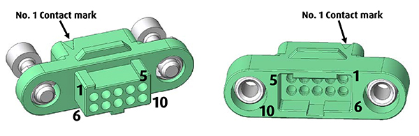 Imagen de la carcasa del receptáculo G125-2241096F1 de Harwin que se acopla a la carcasa del enchufe G125-3241096M2