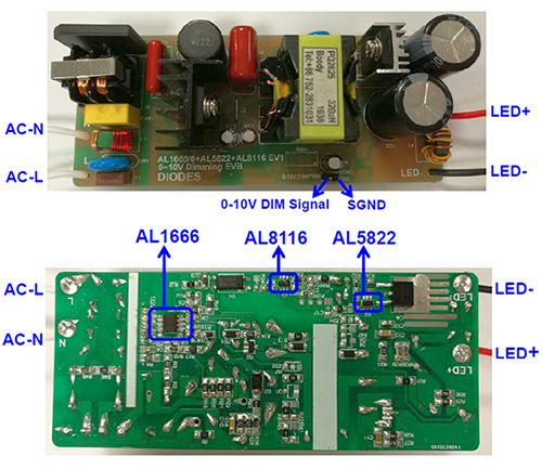 Image of Diodes AL1666+AL8116+AL5822EV1 evaluation board
