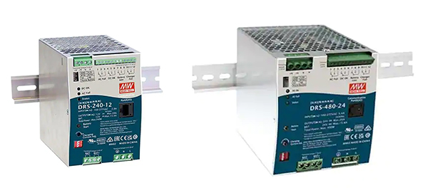 Image of MEAN WELL 240-watt (left) and 480-watt DRS (right) units