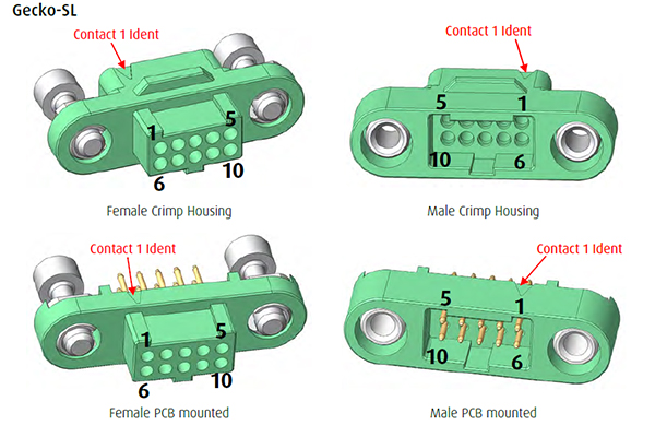 Image of contacts of the Harwin Gecko-SL series are rated at 2.8 A