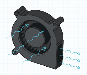 Image of basic airflow direction of a centrifugal fan