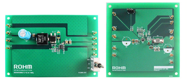Image of ROHM Semiconductor BD9G500EFJ-EVK-001 (left) and BD9F500QUZ-EVK-001 (right) eval boards