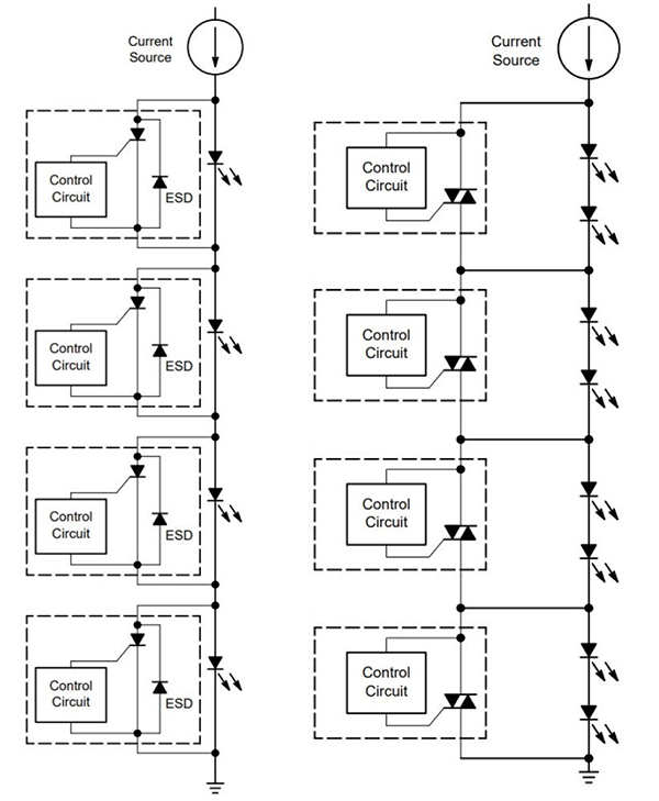 Diagram of LED shunts (inside the dotted boxes) are available