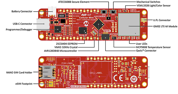 Image of Microchip Technology AVR-IoT Cellular Mini Development Board (click to enlarge)