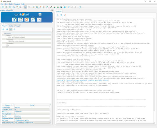 Imagen de los proyectos de software Efinity que se crean dirigidos al dispositivo seleccionado